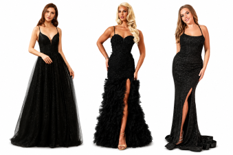 All Sizes Black Prom Dresses UK by Sonique Dress Heaven