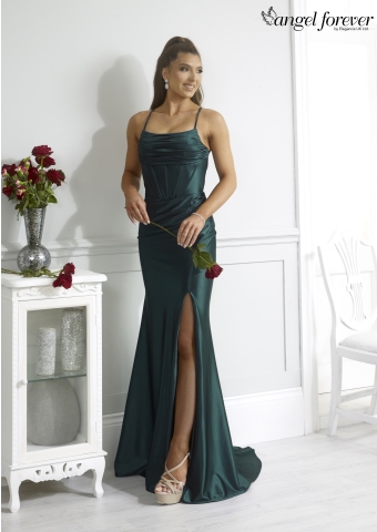 green emerald velvet dress Pia Michi 1221 Green – The Dress Studio main image 1