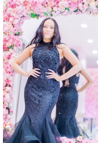 strapless open back dress Black /navy/Burgundy fishtail Lace Wedding Bridesmaid Dresses Women Ev –  Siaoryne main image 0
