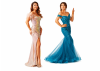 Elegance and Statement Design: A Detailed Look at Angel Forever AF3311 Rose & AF4308 Peacock Blue Dresses
